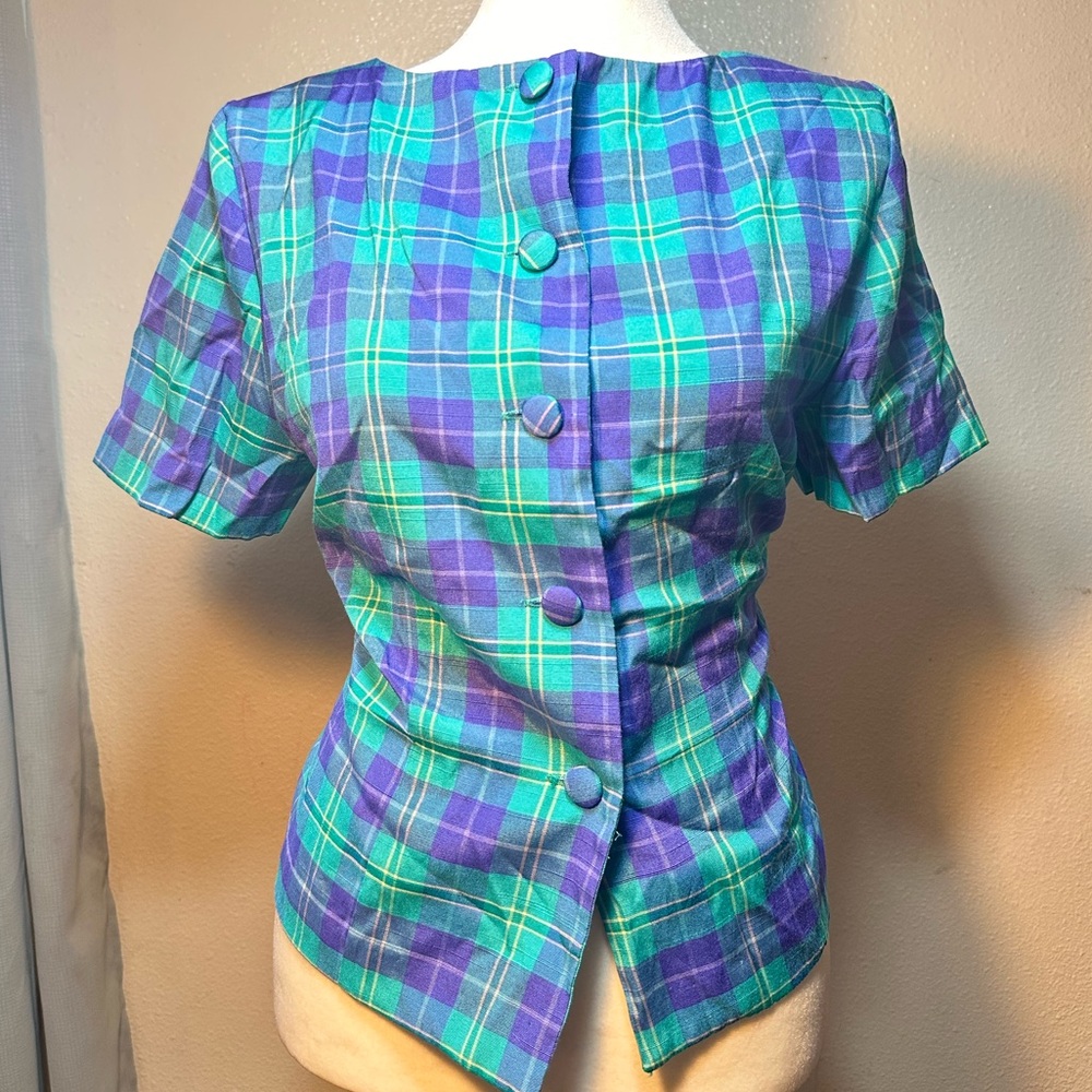 Vintage 1970's Plaid Punk Math Nerd two tone women size 10p - Picture 5 of 10